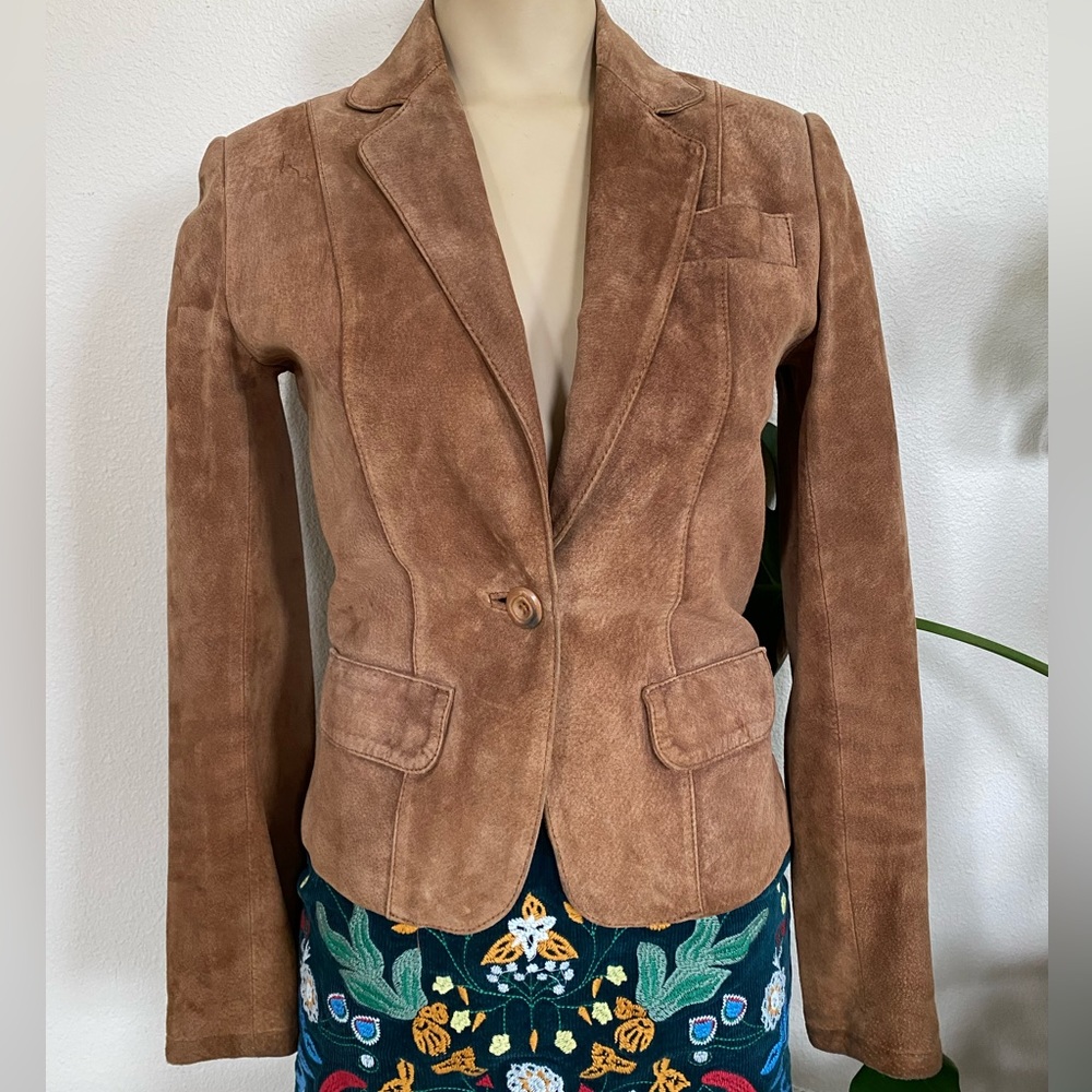Wilson’s Leather Tan Suede Leather Vintage Blazer Jacket